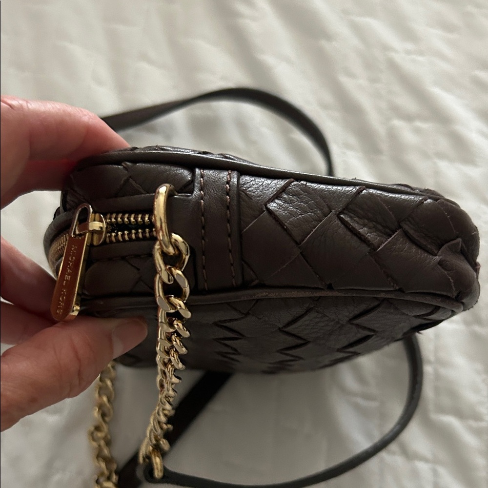 Michael Kors Dark Brown Woven Crossbody Bag - Picture 5 of 10